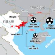 Ba nhà máy điện hạt nhân Trung Quốc nằm sát biên giới Việt Nam