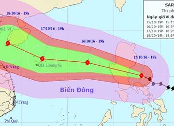 Bão Sarika mạnh cấp 14 vào Biển Đông trở thành cơn bão số 7