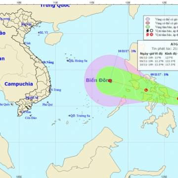 Bão Haikui sẽ đi vào Biển Đông, vùng tâm bão gió giật cấp 12